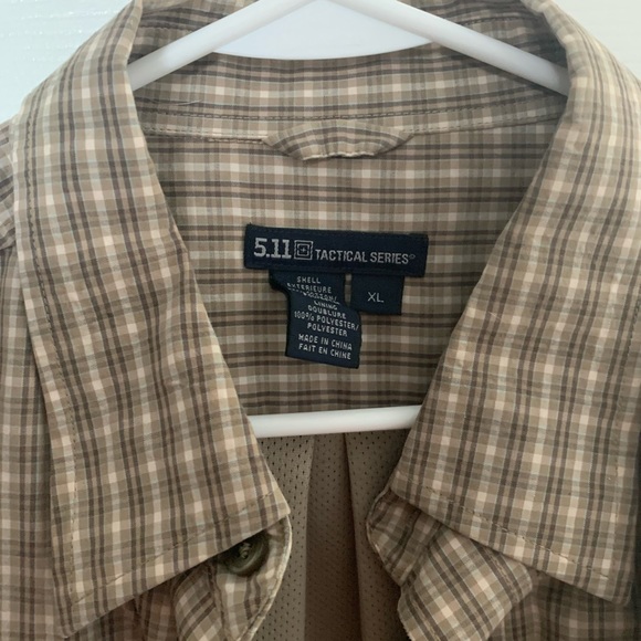 5.11 Tactical Snap Button Plaid Shirt Brown Jacket XL - Picture 2 of 3